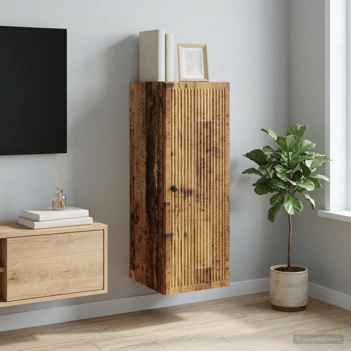 Wall-Mounted Cabinet Old Wood 33 x 34.5 x 90 cm Engineered Wood