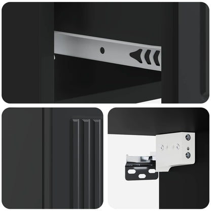Wall-Mounted Bedside Cabinet Black 33 x 34.5 x 20 cm