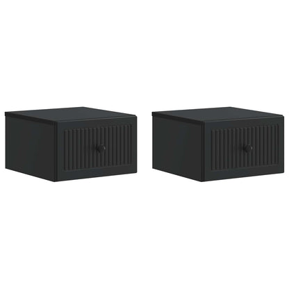 Wall-Mounted Bedside Cabinet 2 pcs Black 33 x 34.5 x 20 cm