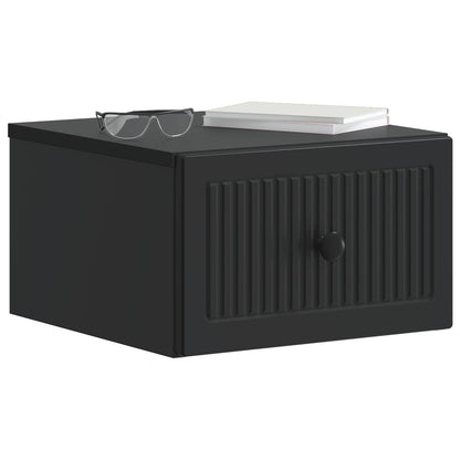 Wall-Mounted Bedside Cabinet 2 pcs Black 33 x 34.5 x 20 cm
