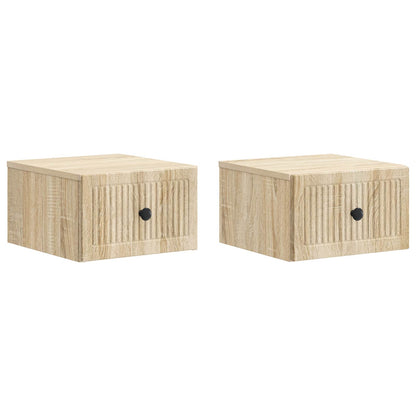 Wall-Mounted Bedside Cabinet 2 pcs Sonoma Oak 33 x 34.5 x 20 cm