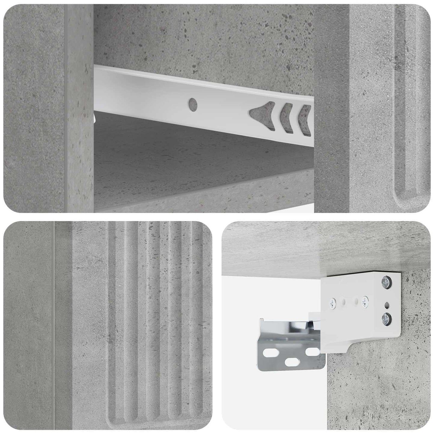 Wall-Mounted Bedside Cabinet with Drawer 2 pcs Concrete Grey