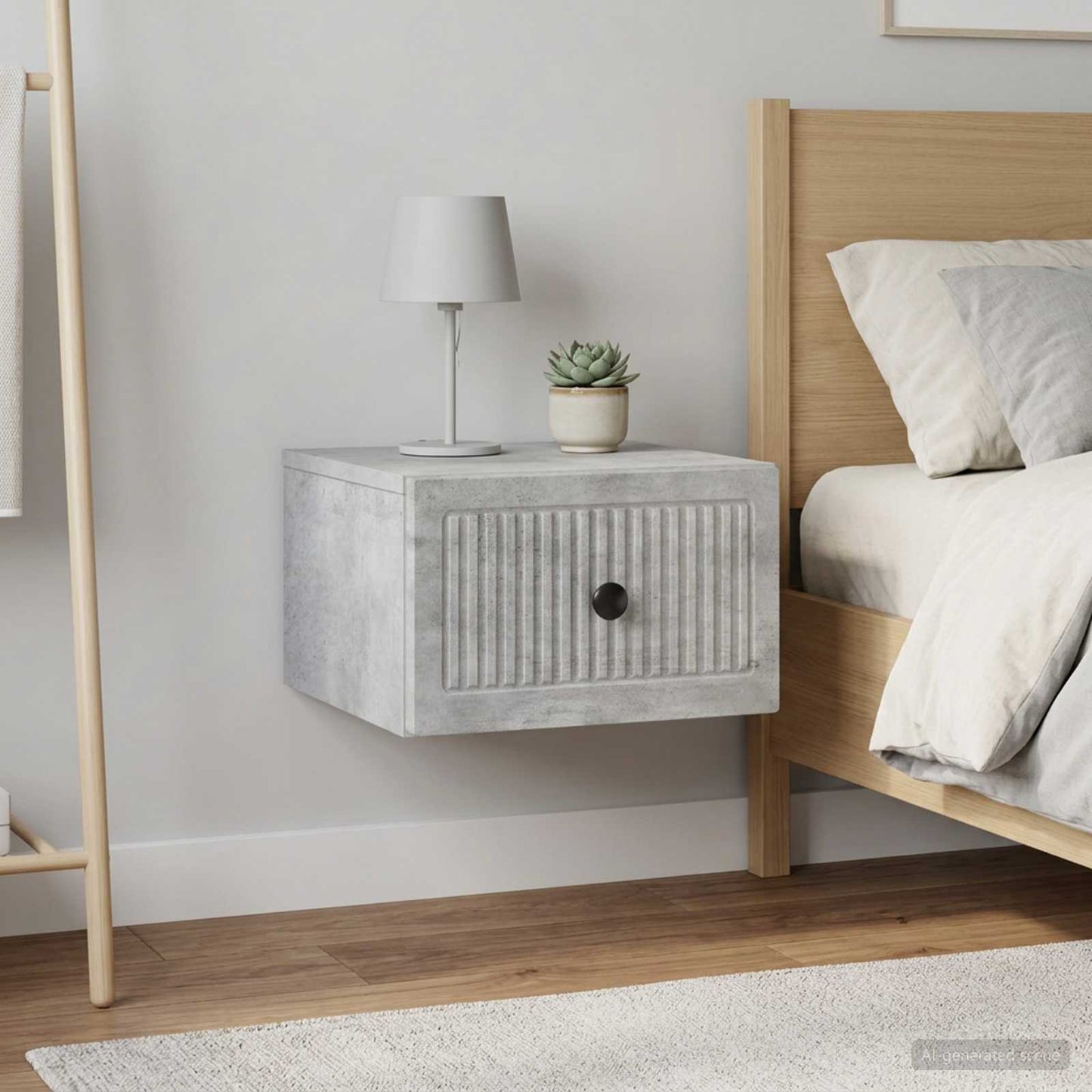Wall-Mounted Bedside Cabinet 2 pcs Concrete Grey