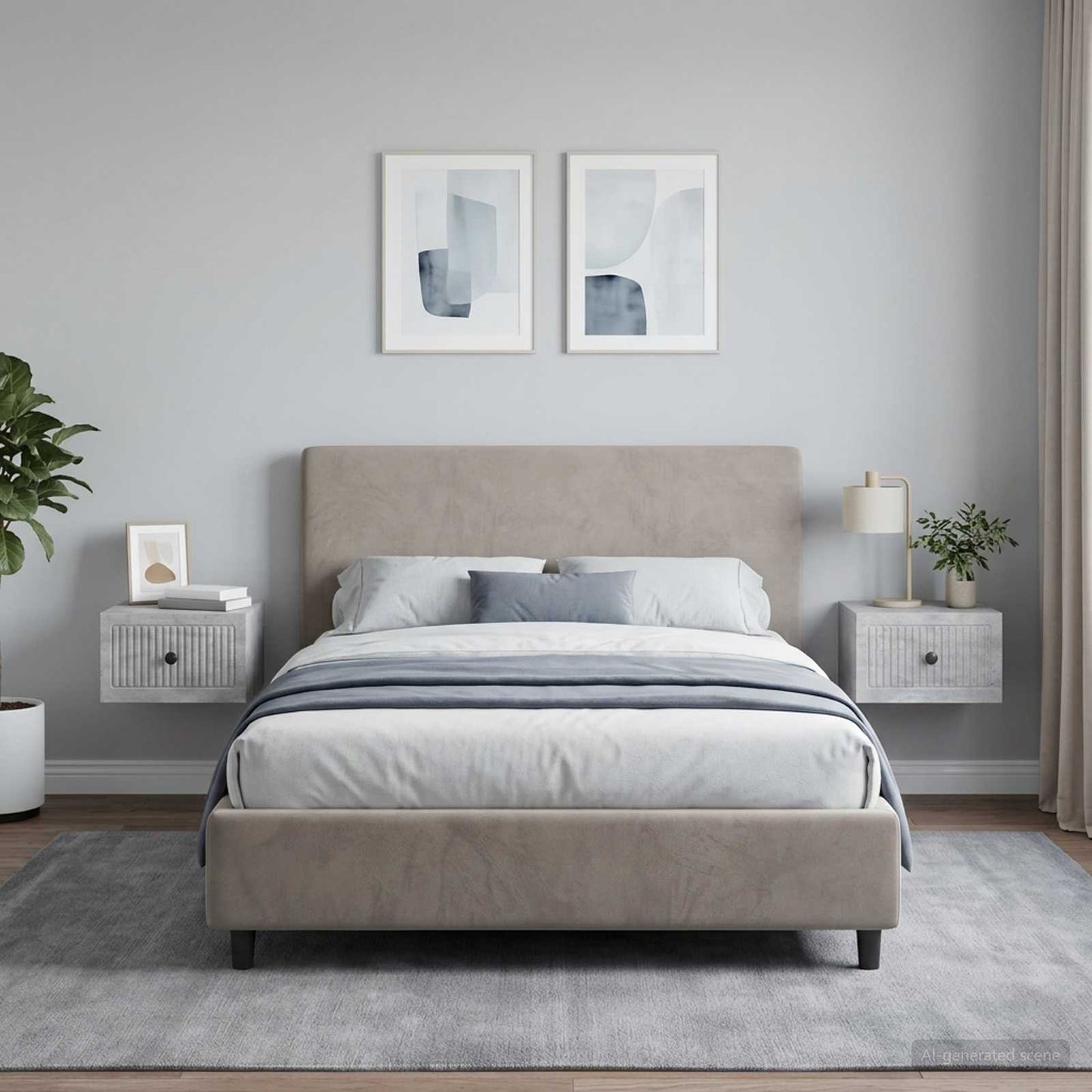 Wall-Mounted Bedside Cabinet 2 pcs Concrete Grey