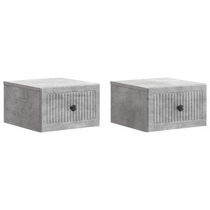 Wall-Mounted Bedside Cabinet with Drawer 2 pcs Concrete Grey