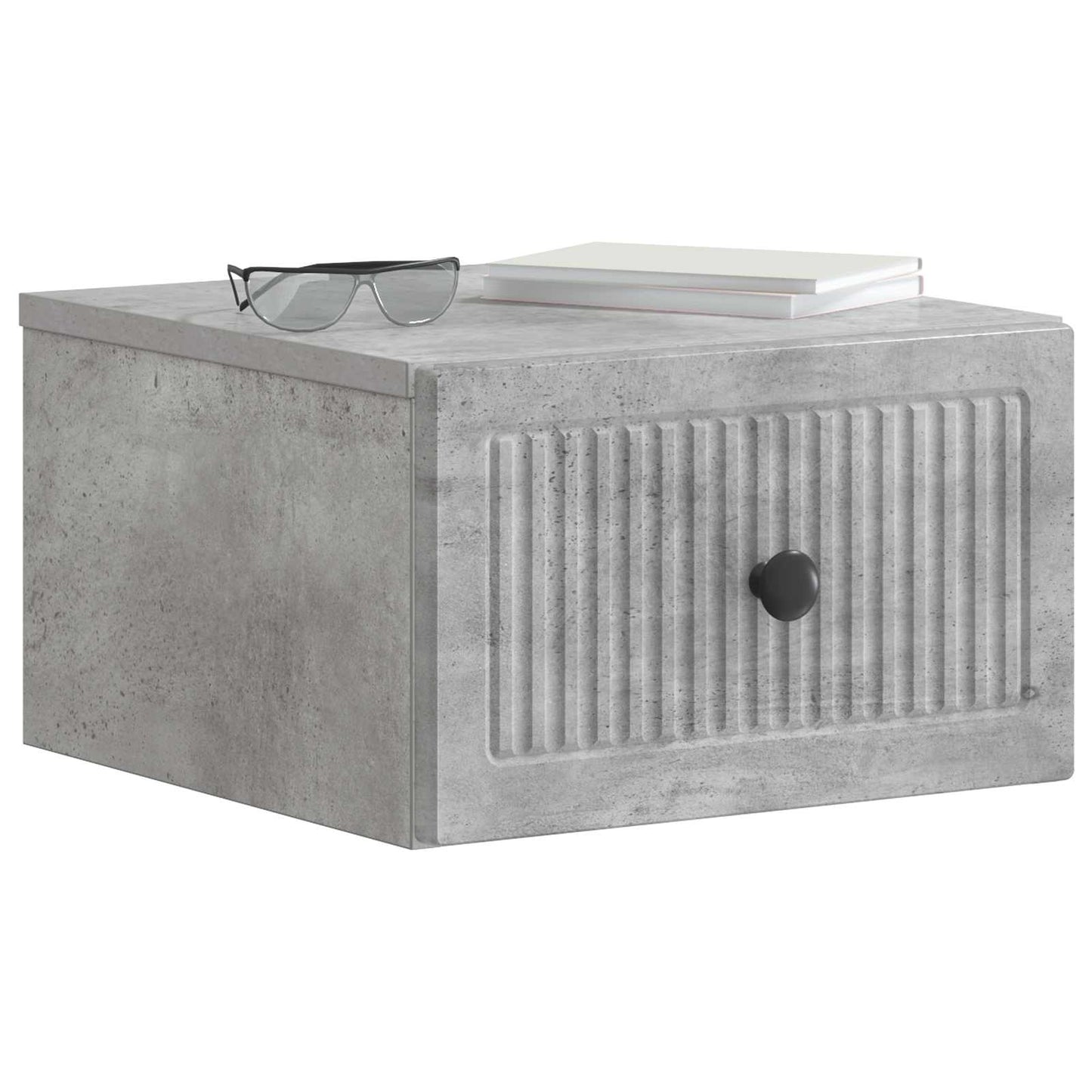 Wall-Mounted Bedside Cabinet with Drawer 2 pcs Concrete Grey