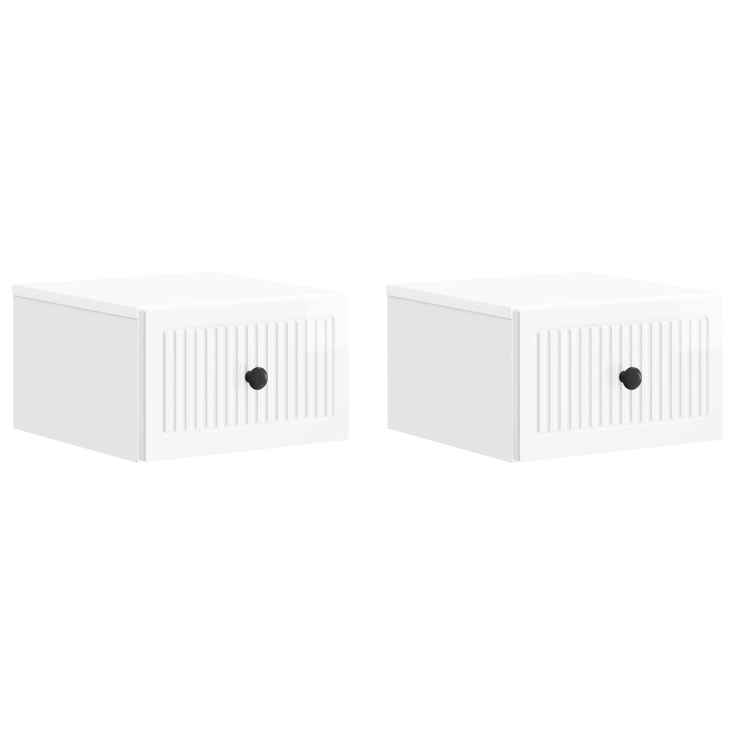 Wall-Mounted Bedside Cabinet with Drawer 2 pcs High Gloss White
