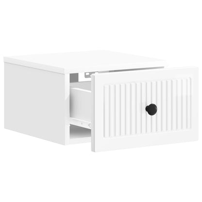 Wall-Mounted Bedside Cabinet with Drawer 2 pcs High Gloss White