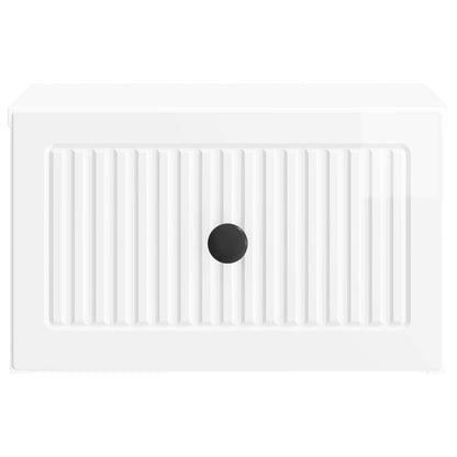 Wall-Mounted Bedside Cabinet with Drawer 2 pcs High Gloss White
