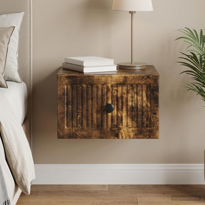 Wall-Mounted Bedside Cabinet Smoked Oak 33 x 34.5 x 20 cm