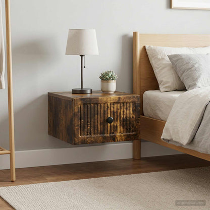 Wall-Mounted Bedside Cabinet 2 pcs Smoked Oak 33 x 34.5 x 20 cm
