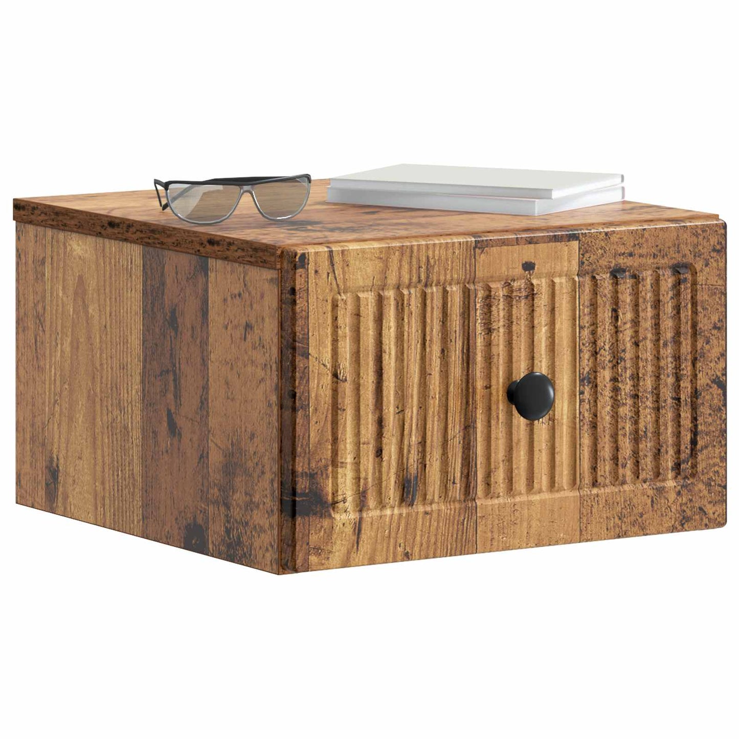 Wall-Mounted Bedside Cabinet Old Wood 33 x 34.5 x 20 cm