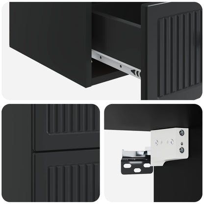 Wall-Mounted Bedside Cabinet 2 pcs Black 33 x 34.5 x 40 cm
