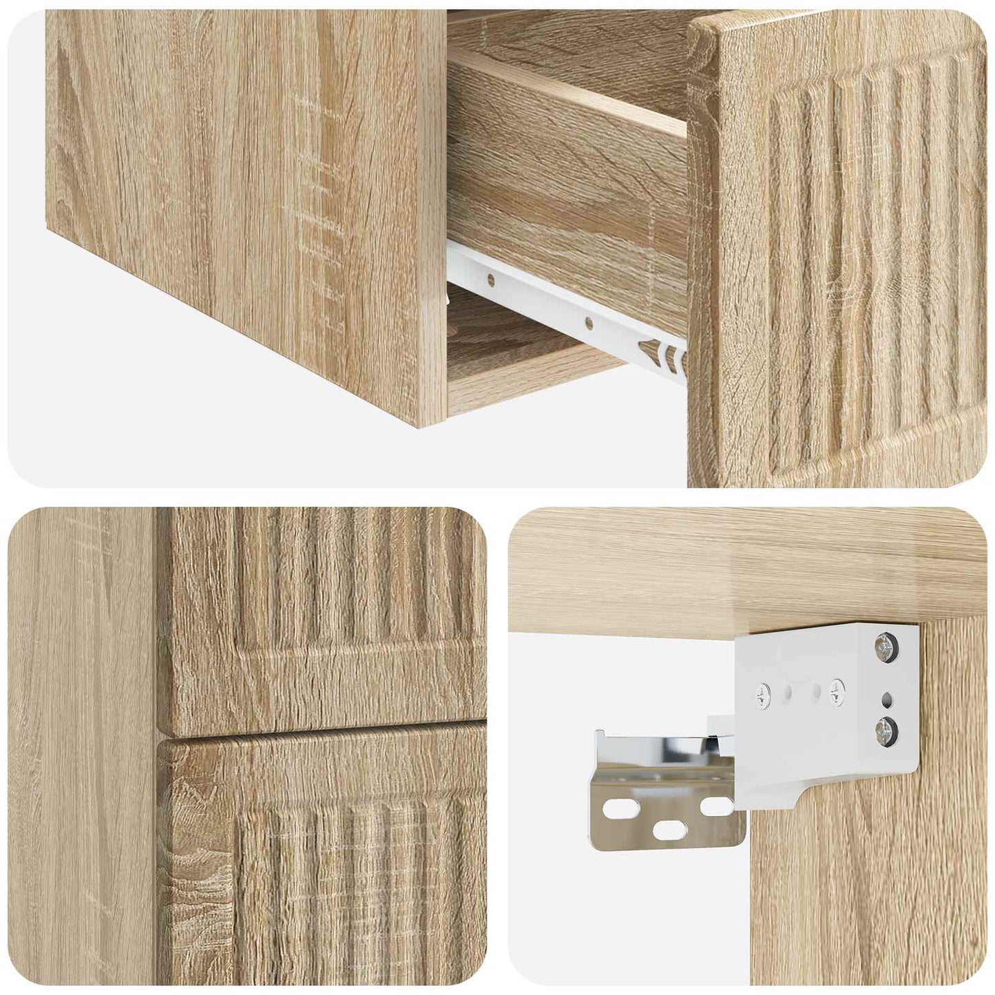 Wall-Mounted Bedside Cabinet 2 pcs Sonoma Oak 33 x 34.5 x 40 cm