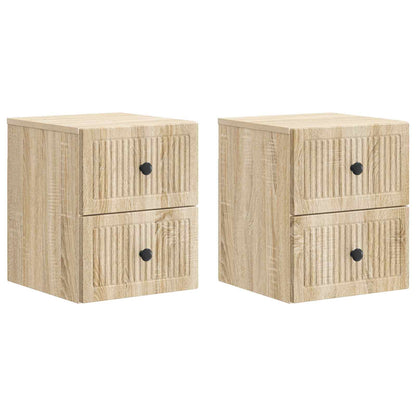 Wall-Mounted Bedside Cabinet 2 pcs Sonoma Oak 33 x 34.5 x 40 cm