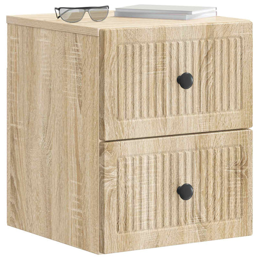 Wall-Mounted Bedside Cabinet 2 pcs Sonoma Oak 33 x 34.5 x 40 cm