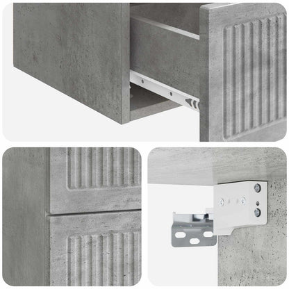 Wall-Mounted Bedside Cabinet with Drawer 2 pcs Concrete Grey