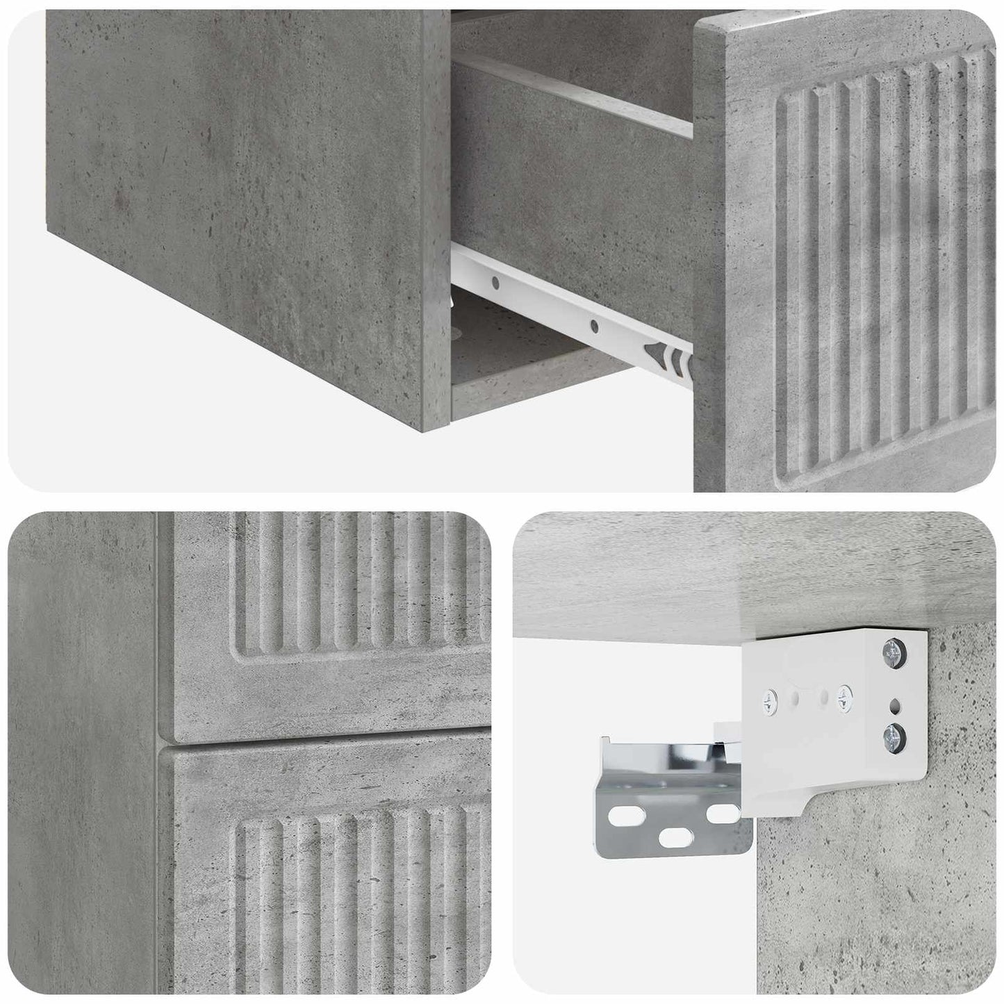 Wall-Mounted Bedside Cabinet 2 pcs Concrete Grey