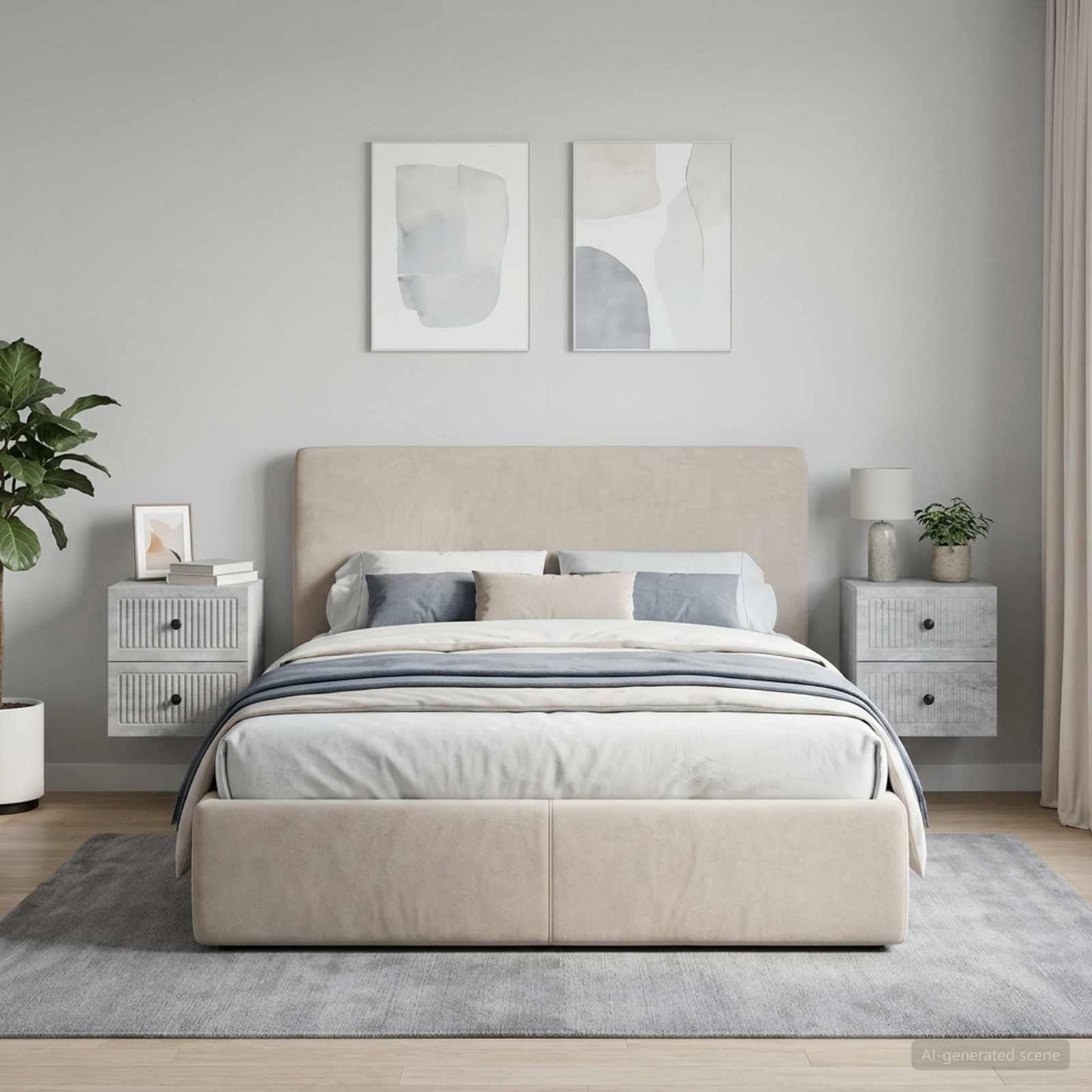 Wall-Mounted Bedside Cabinet 2 pcs Concrete Grey