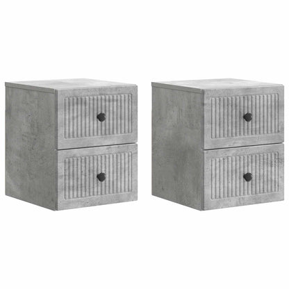Wall-Mounted Bedside Cabinet with Drawer 2 pcs Concrete Grey