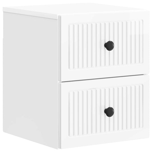 Wall-Mounted Bedside Cabinet High Gloss White 33 x 34.5 x 40 cm