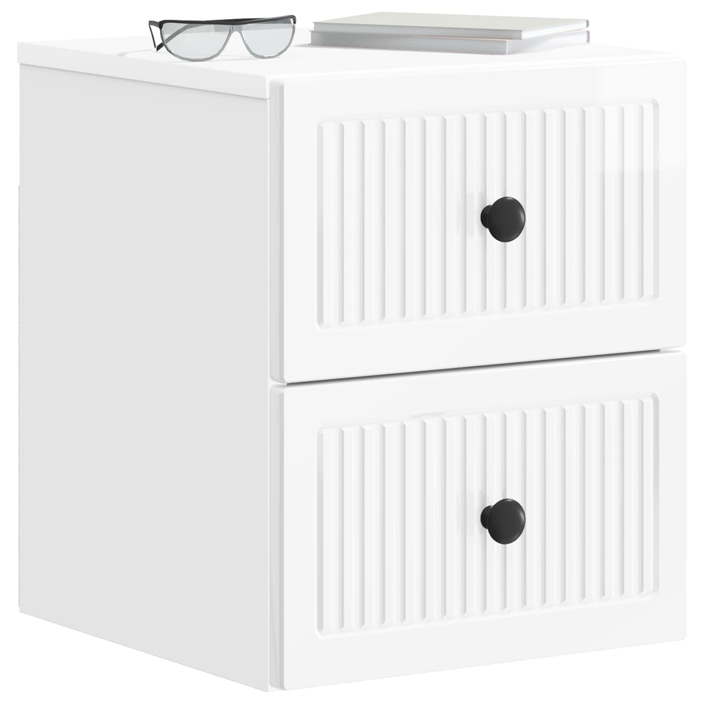 Wall-Mounted Bedside Cabinet High Gloss White 33 x 34.5 x 40 cm