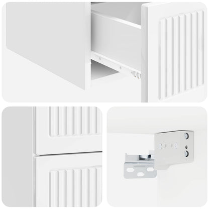 Wall-Mounted Bedside Cabinet with Drawer 2 pcs High Gloss White