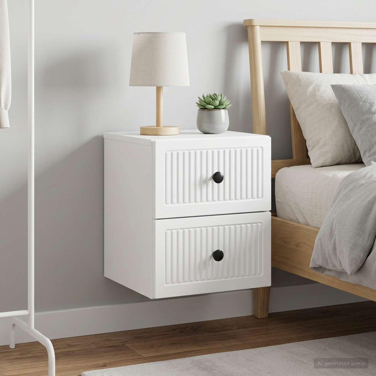 Wall-Mounted Bedside Cabinet with Drawer 2 pcs High Gloss White