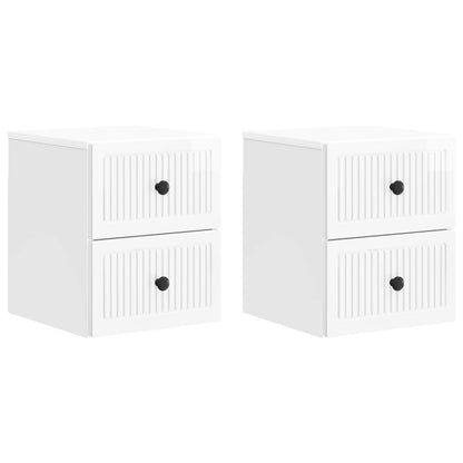 Wall-Mounted Bedside Cabinet with Drawer 2 pcs High Gloss White