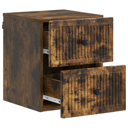 Wall-Mounted Bedside Cabinet Smoked Oak 33 x 34.5 x 40 cm
