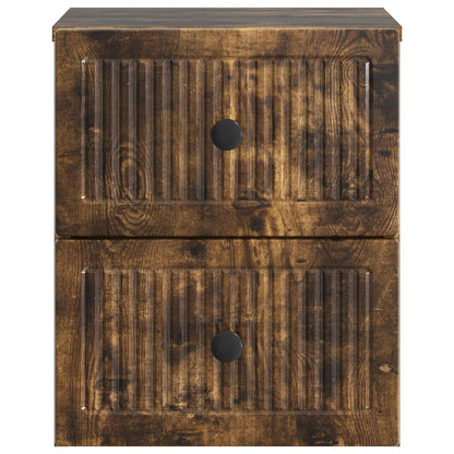 Wall-Mounted Bedside Cabinet 2 pcs Smoked Oak 33 x 34.5 x 40 cm