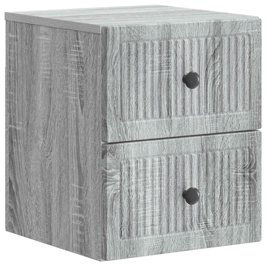 Wall-Mounted Bedside Cabinet Grey Sonoma 33 x 34.5 x 40 cm