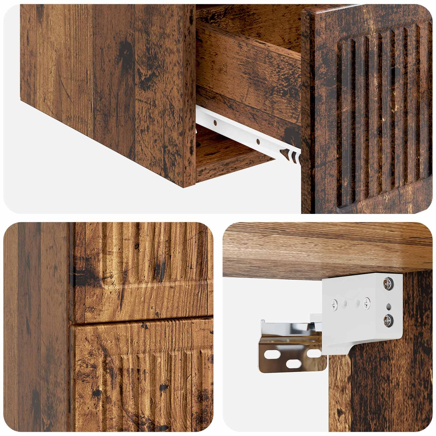 Wall-Mounted Bedside Cabinet Old Wood 33 x 34.5 x 40 cm