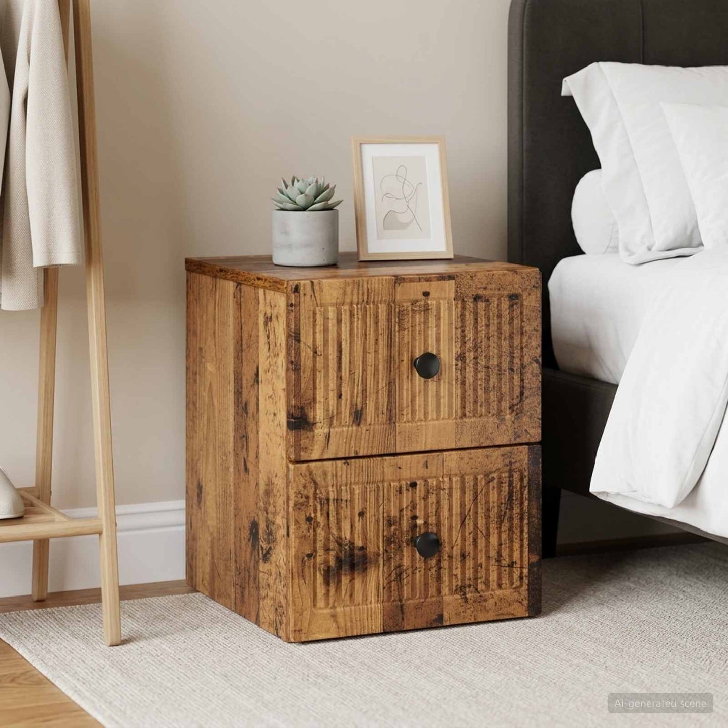 Wall-Mounted Bedside Cabinet 2 pcs Old Wood 33 x 34.5 x 40 cm