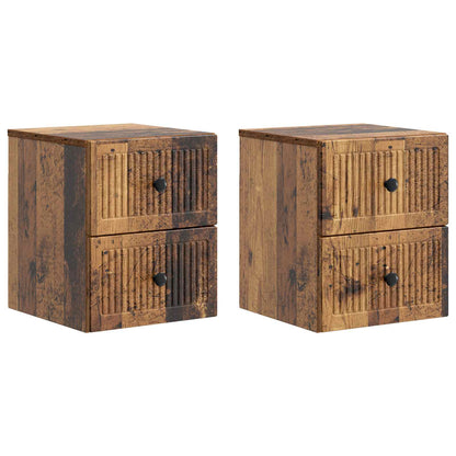 Wall-Mounted Bedside Cabinet 2 pcs Old Wood 33 x 34.5 x 40 cm