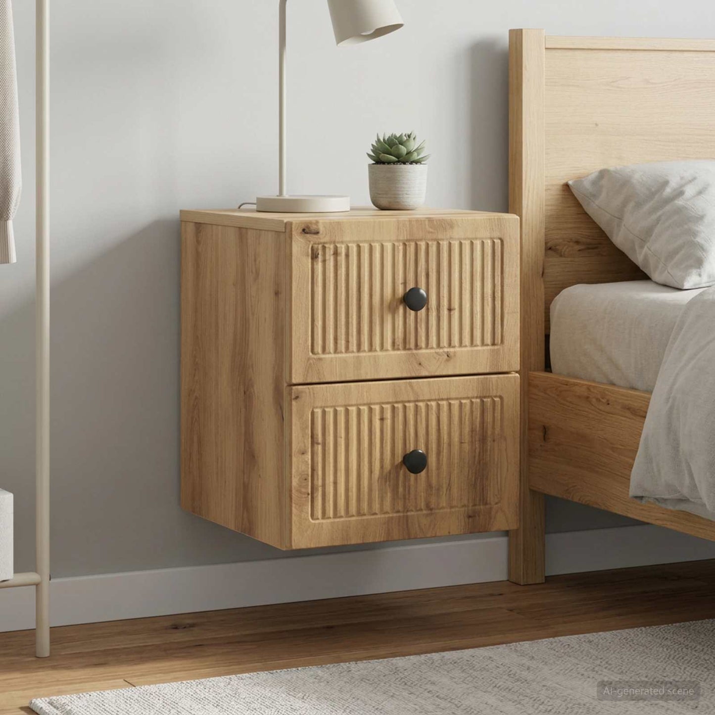 Wall-Mounted Bedside Cabinet 2 pcs Artisan Oak Engineered Wood