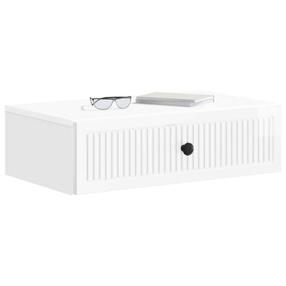 Wall-Mounted Side Table High Gloss White 59 x 34.5 x 17 cm
