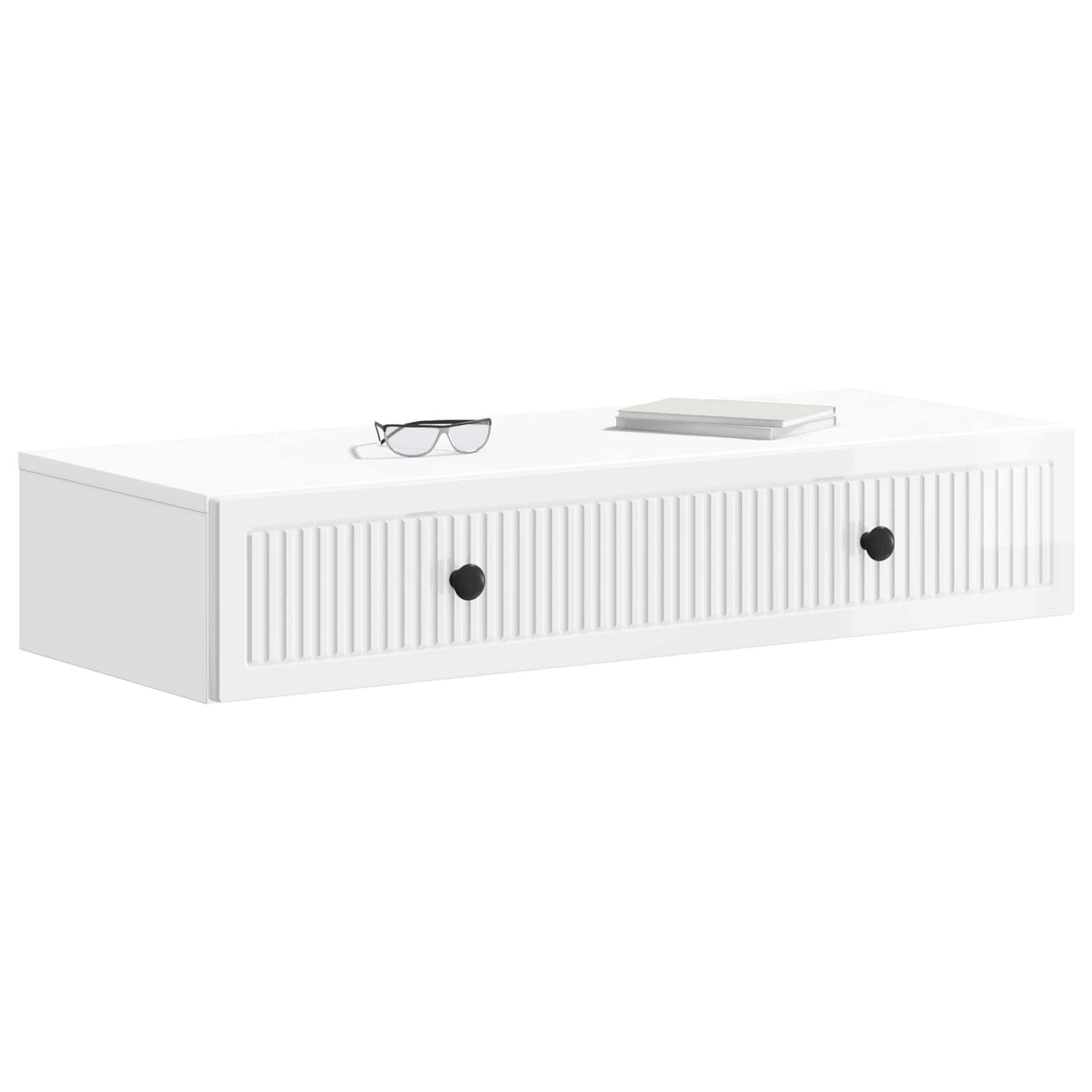 Wall-Mounted Side Table High Gloss White 87.5 x 34.5 x 17 cm