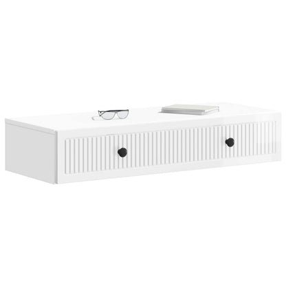 Wall-Mounted Side Table High Gloss White 87.5 x 34.5 x 17 cm