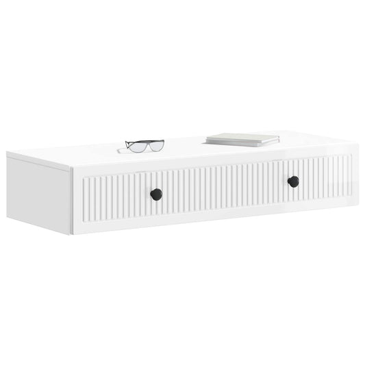 Wall-Mounted Side Table High Gloss White 87.5 x 34.5 x 17 cm
