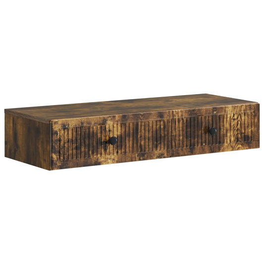 Wall-Mounted Side Table Smoked Oak 87.5 x 34.5 x 17 cm
