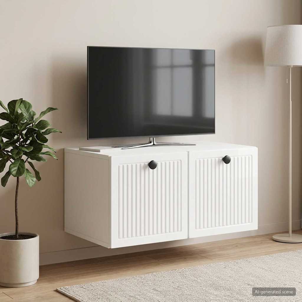 Wall-Mounted TV Cabinet High Gloss White 59.5 x 41 x 30 cm
