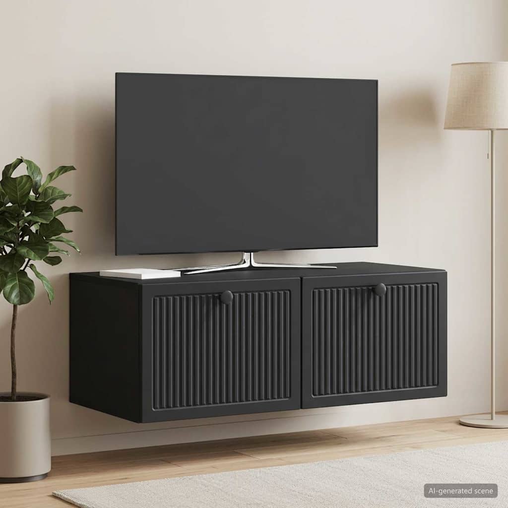 Wall-Mounted TV Cabinet Black 78.5 x 41 x 30 cm Engineered Wood