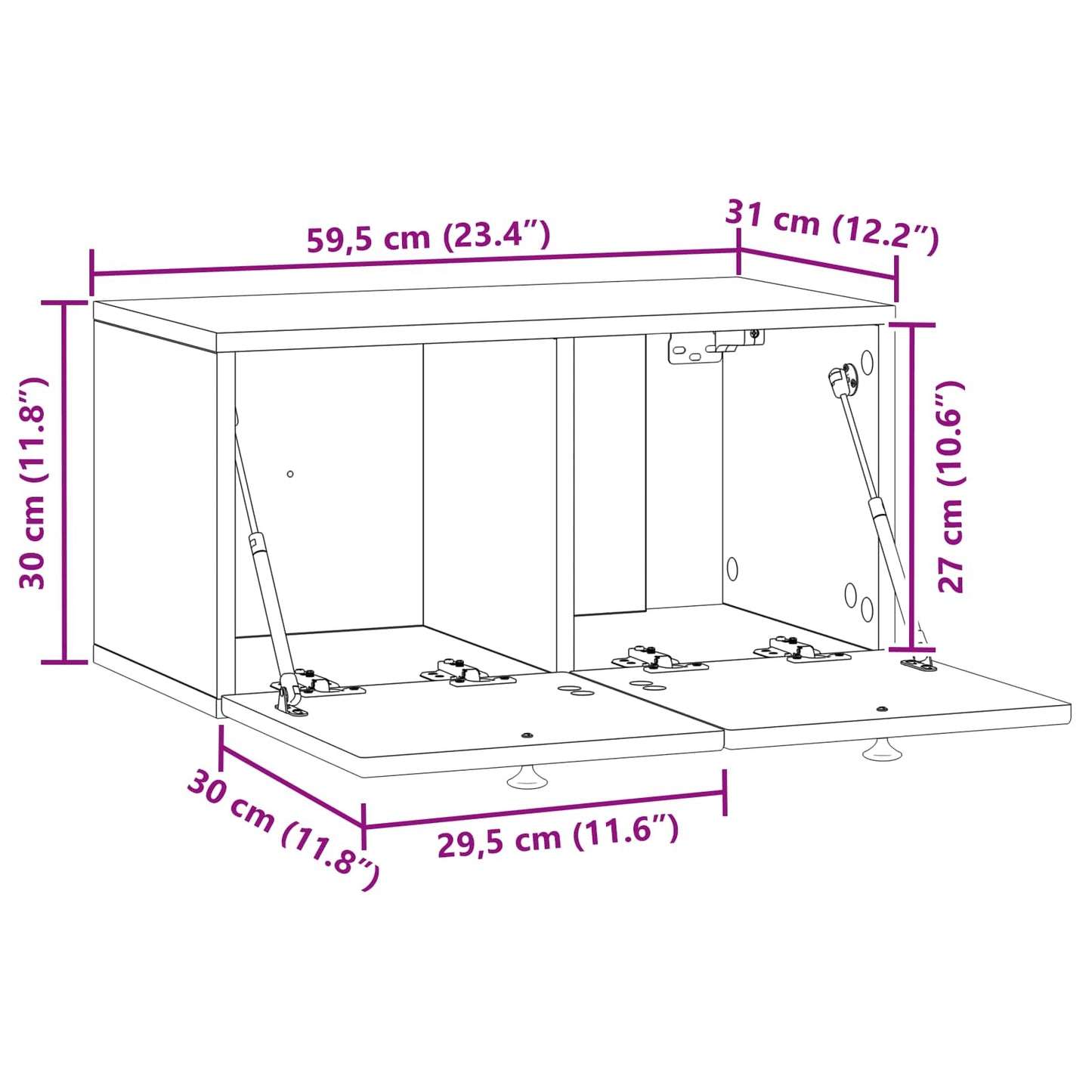 Wall-Mounted TV Cabinet Sonoma Oak 59.5 x 31 x 30 cm