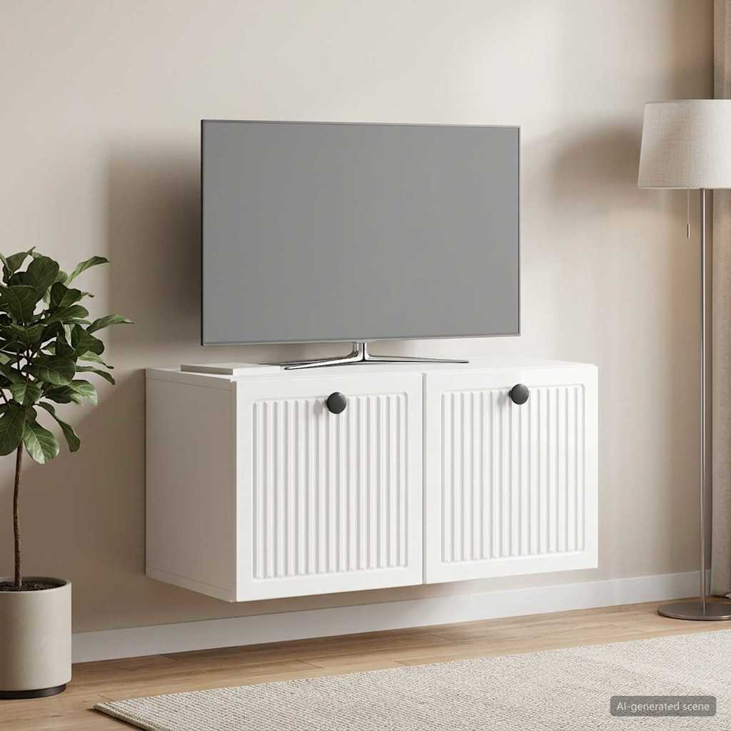 Wall-Mounted TV Cabinet High Gloss White 59.5 x 31 x 30 cm