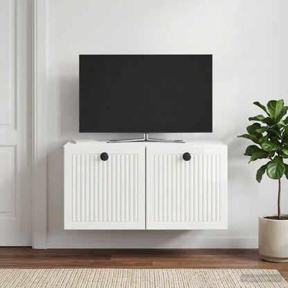 Wall-Mounted TV Cabinet High Gloss White 59.5 x 31 x 30 cm
