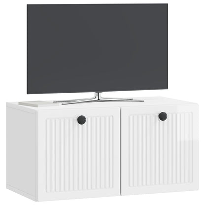 Wall-Mounted TV Cabinet High Gloss White 59.5 x 31 x 30 cm