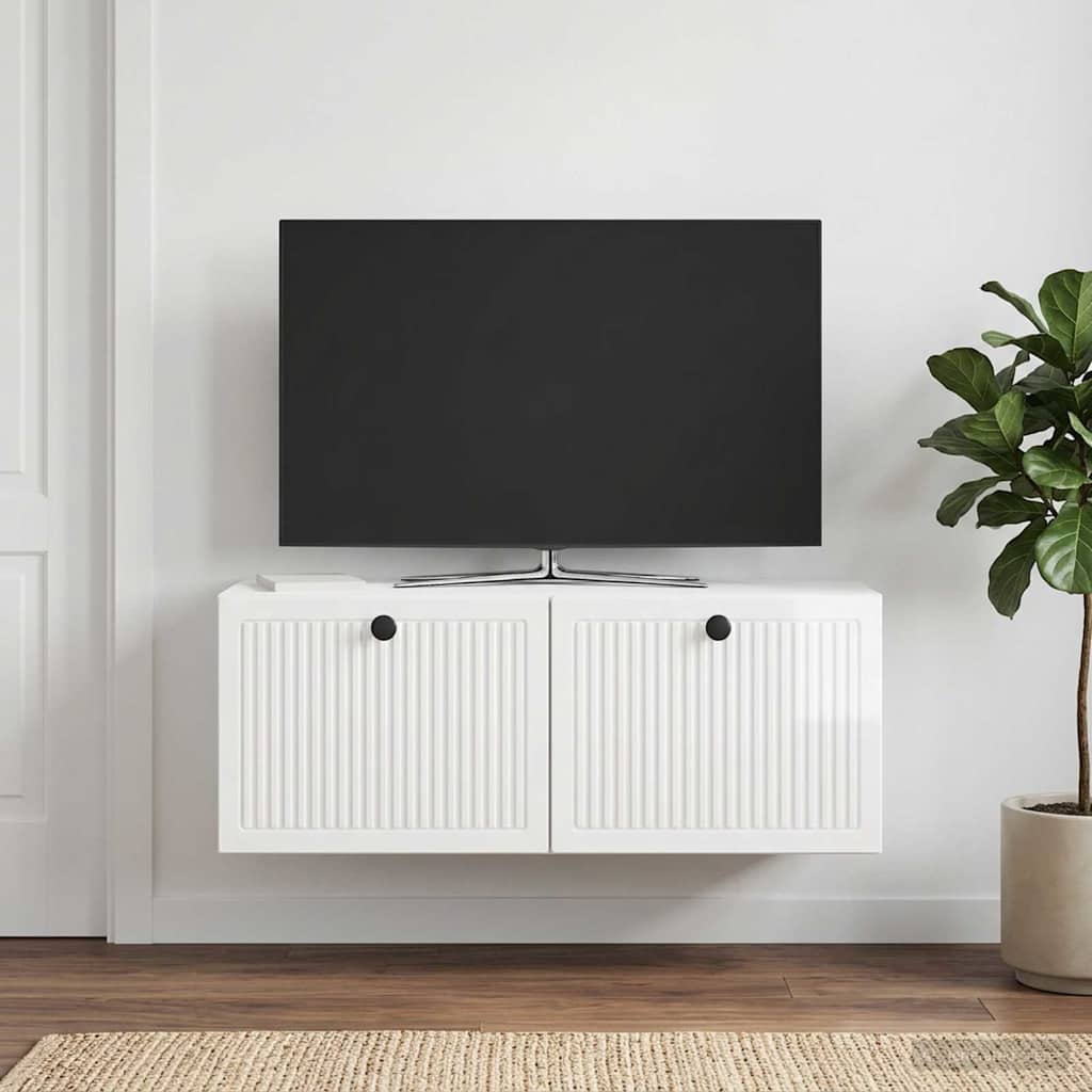 Wall-Mounted TV Cabinet High Gloss White 78.5 x 31 x 30 cm