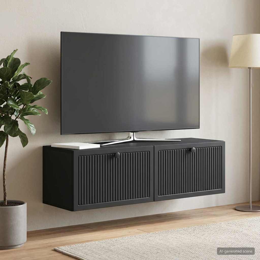 Wall-Mounted TV Cabinet Black 98 x 31 x 30 cm Engineered Wood