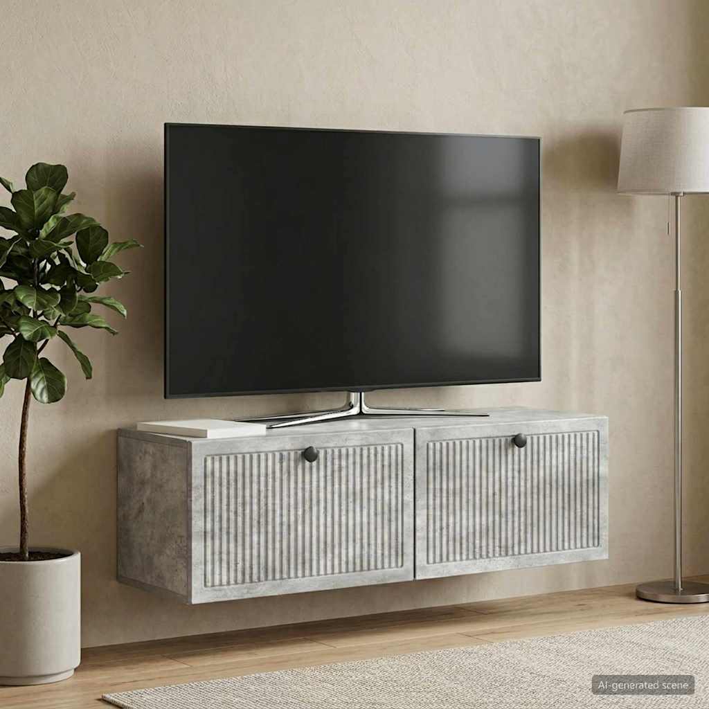 Wall-Mounted TV Cabinet Concrete Grey 98 x 31 x 30 cm